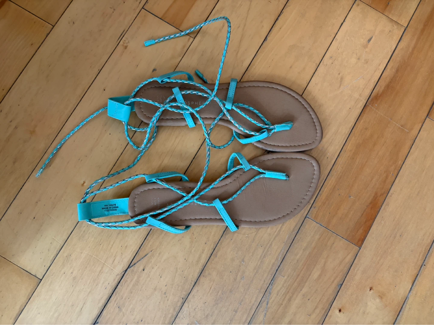 Atmosphere Turquoise Lace-Up Sandals - Size 7 - photo 2