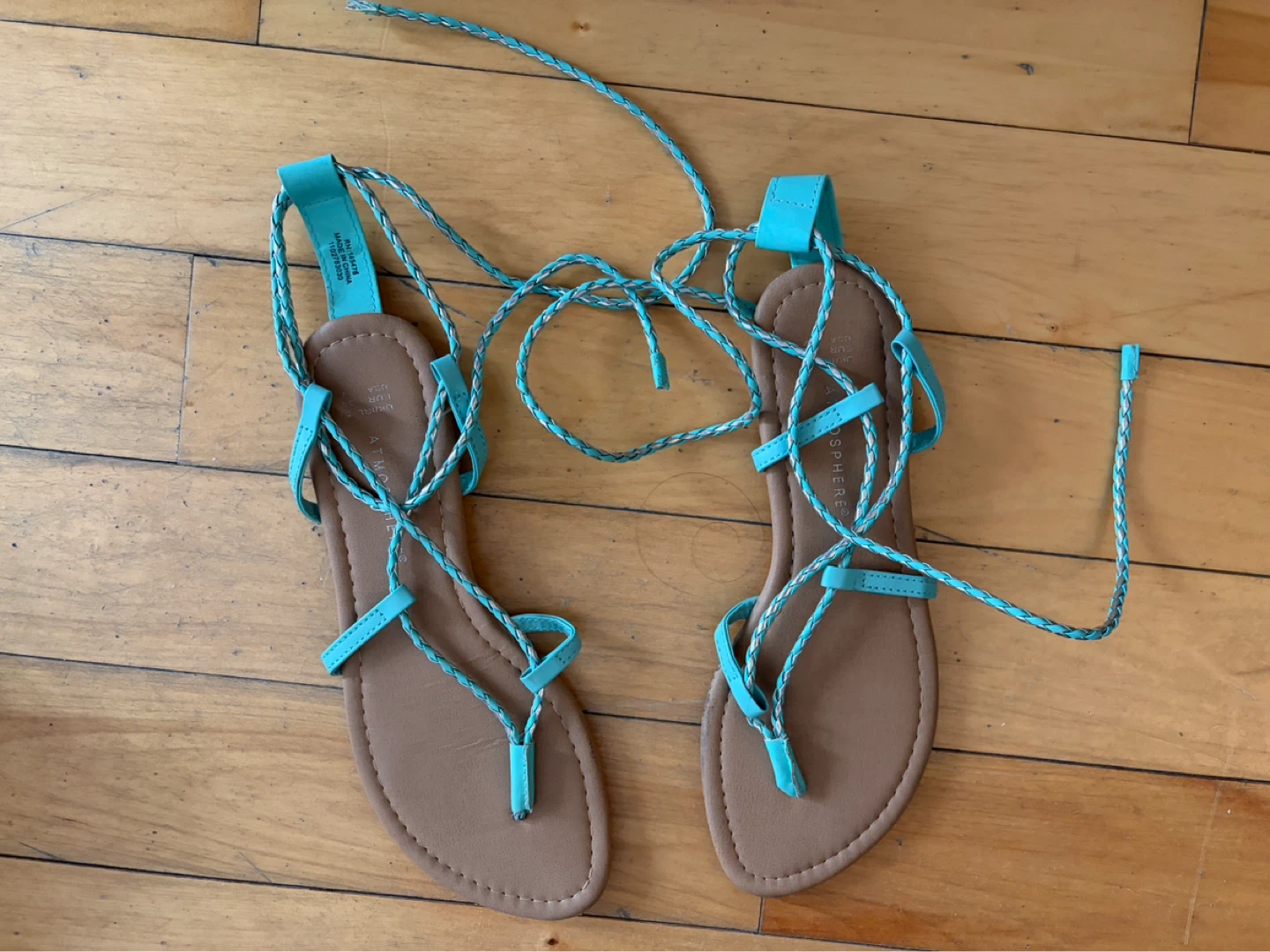 Atmosphere Turquoise Lace-Up Sandals - Size 7