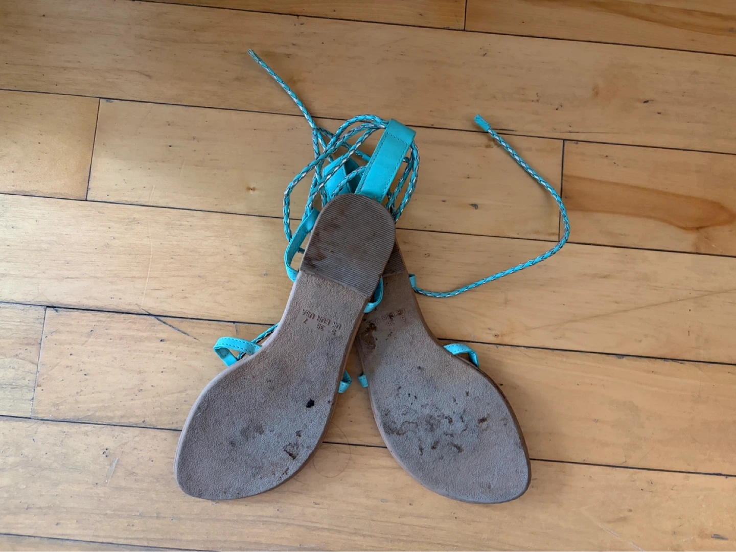 Atmosphere Turquoise Lace-Up Sandals - Size 7 - photo 3