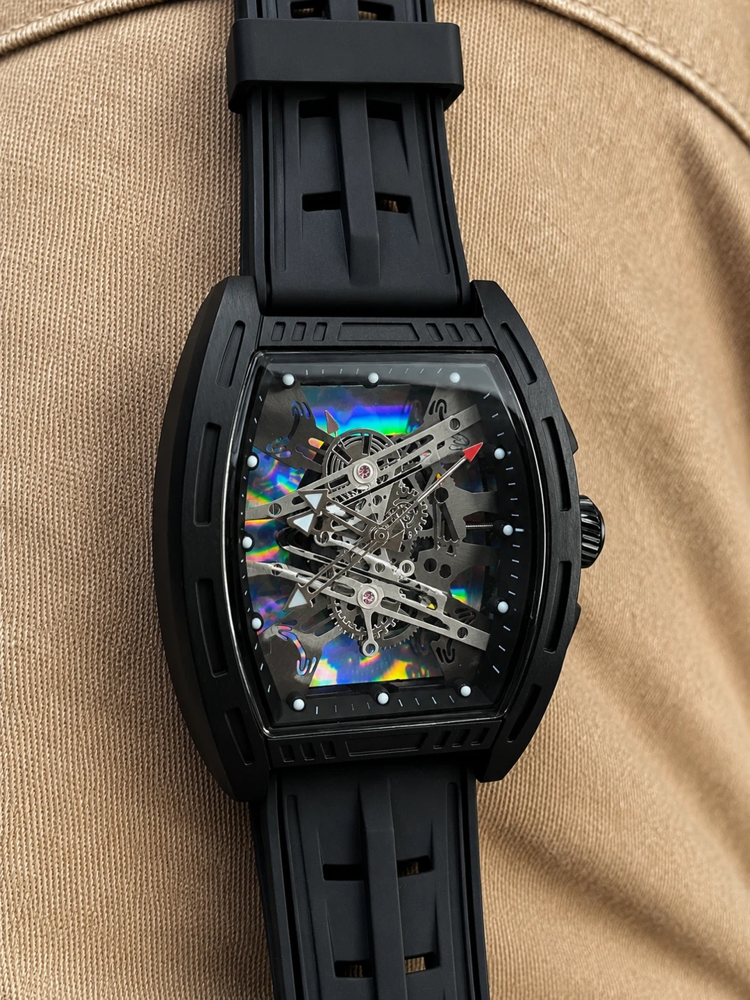 Free Delivery Black Skeleton Automatic Watch