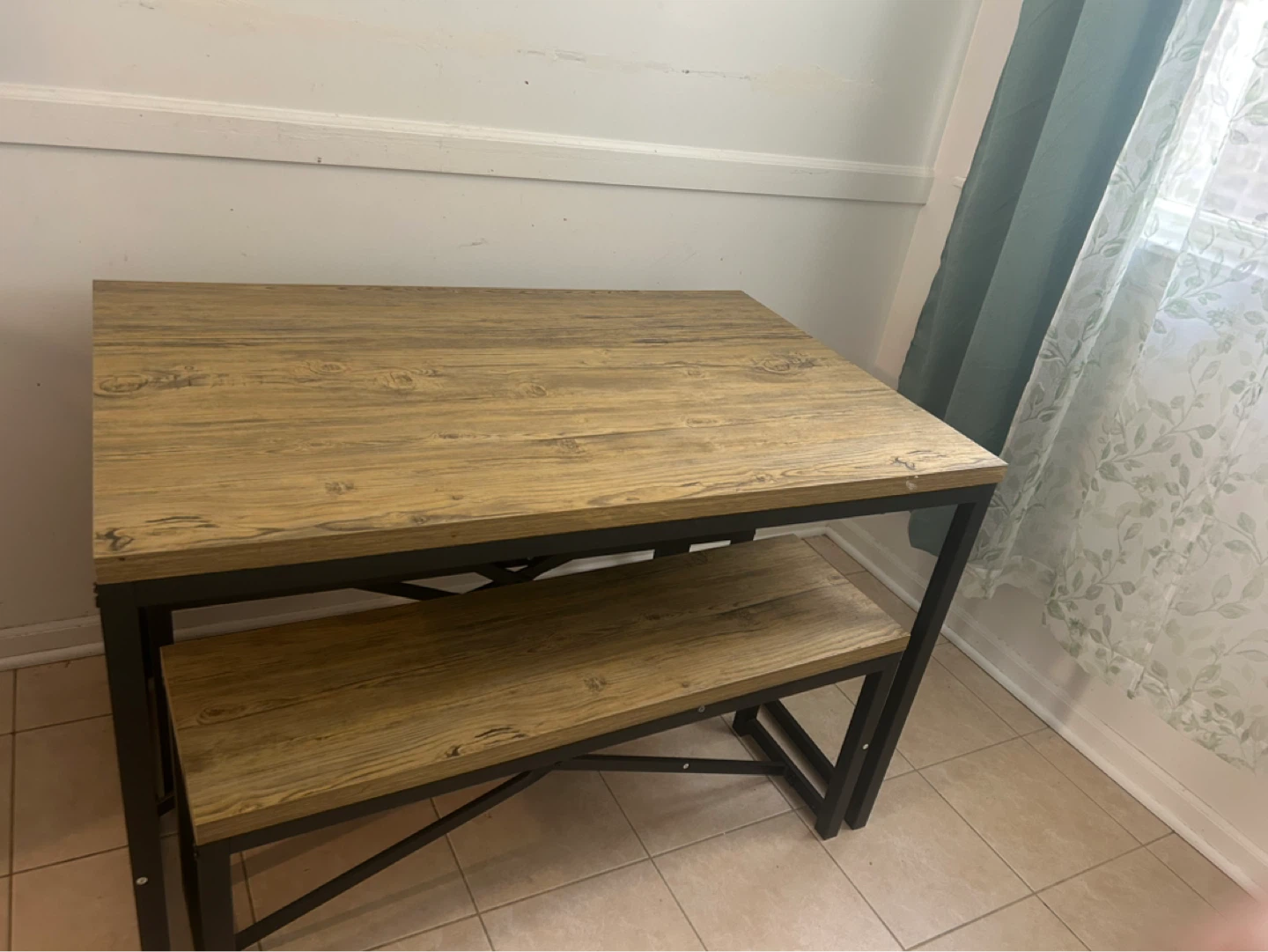 Rustic Wood Dining Table with 2 Benches - photo 3