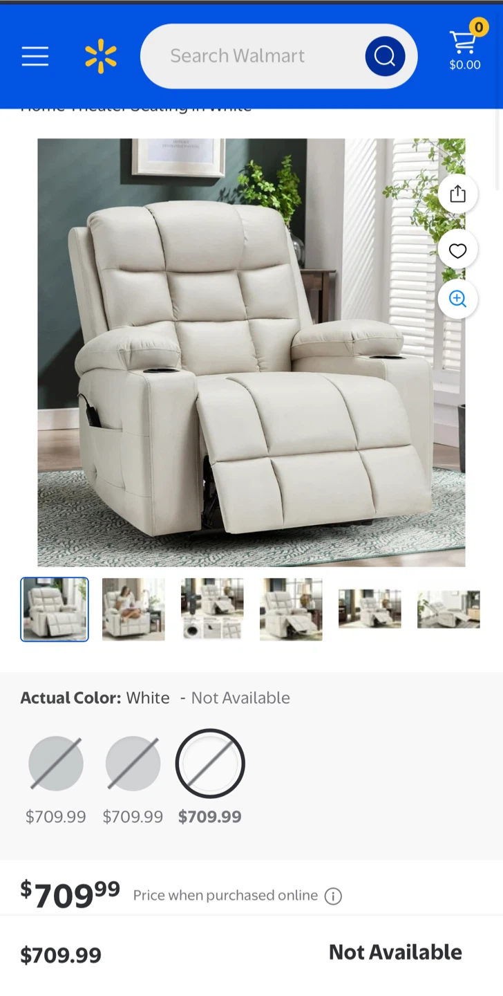 YODOLLA Oversized Electric Recliner Chair - Cream White