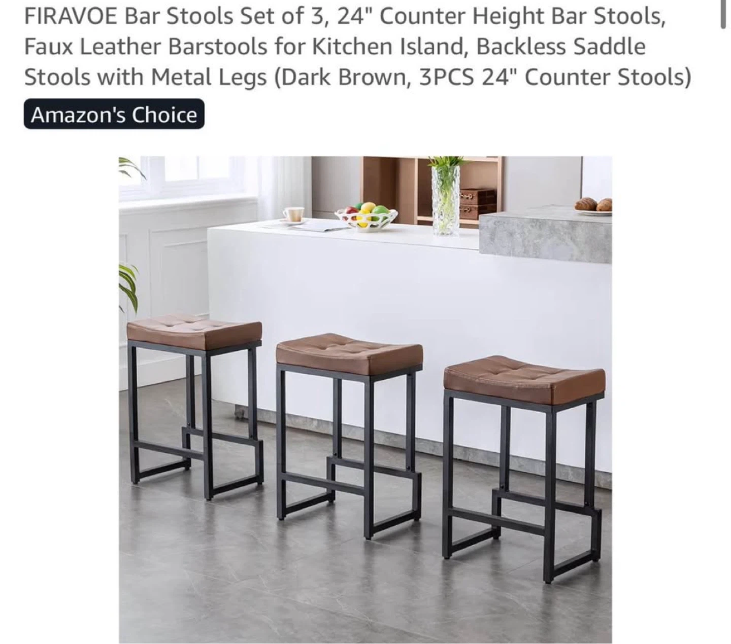 FIRAVOE 24" Counter Height Bar Stools Set of 3