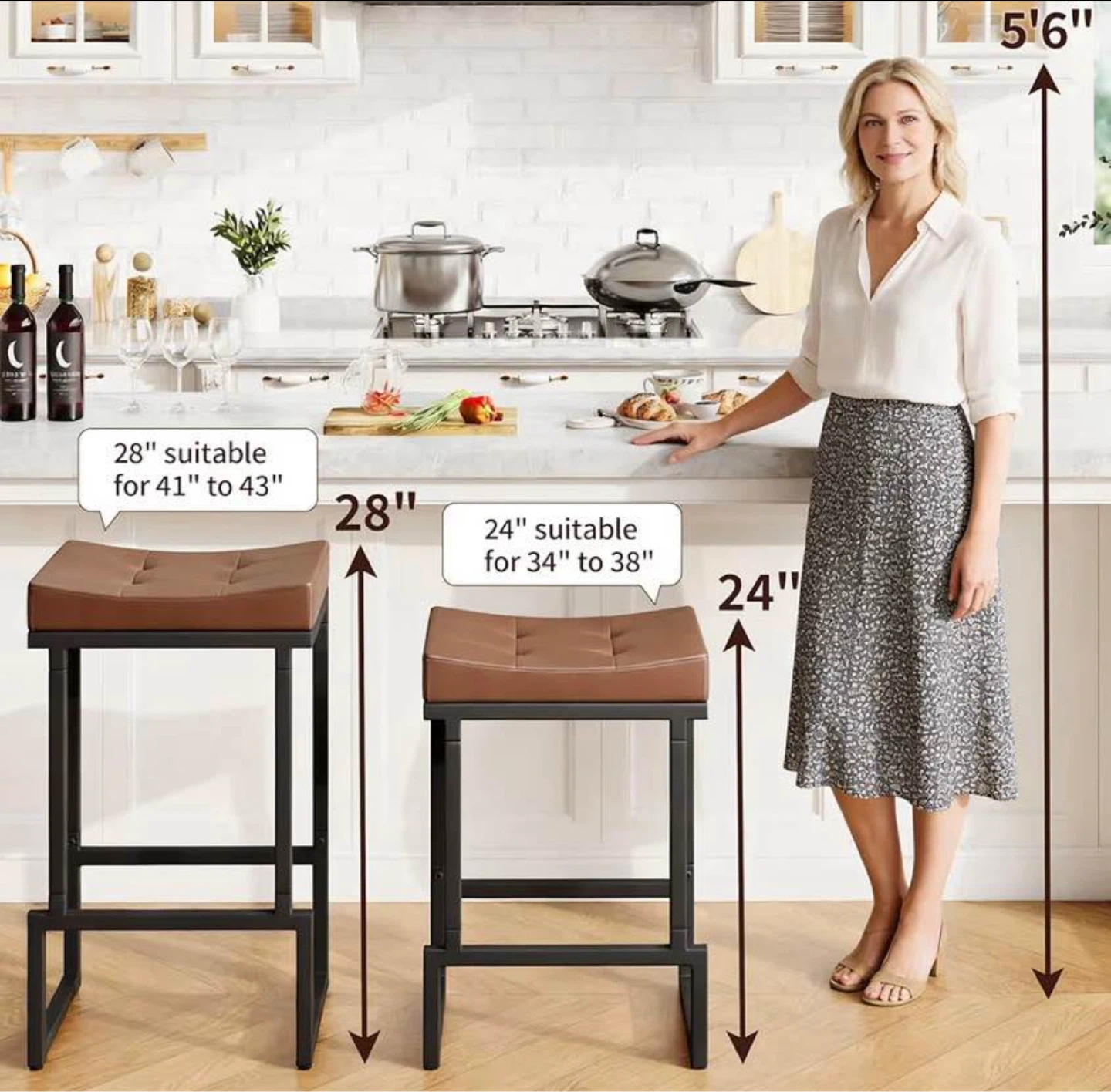 FIRAVOE 24" Counter Height Bar Stools Set of 3 - photo 4
