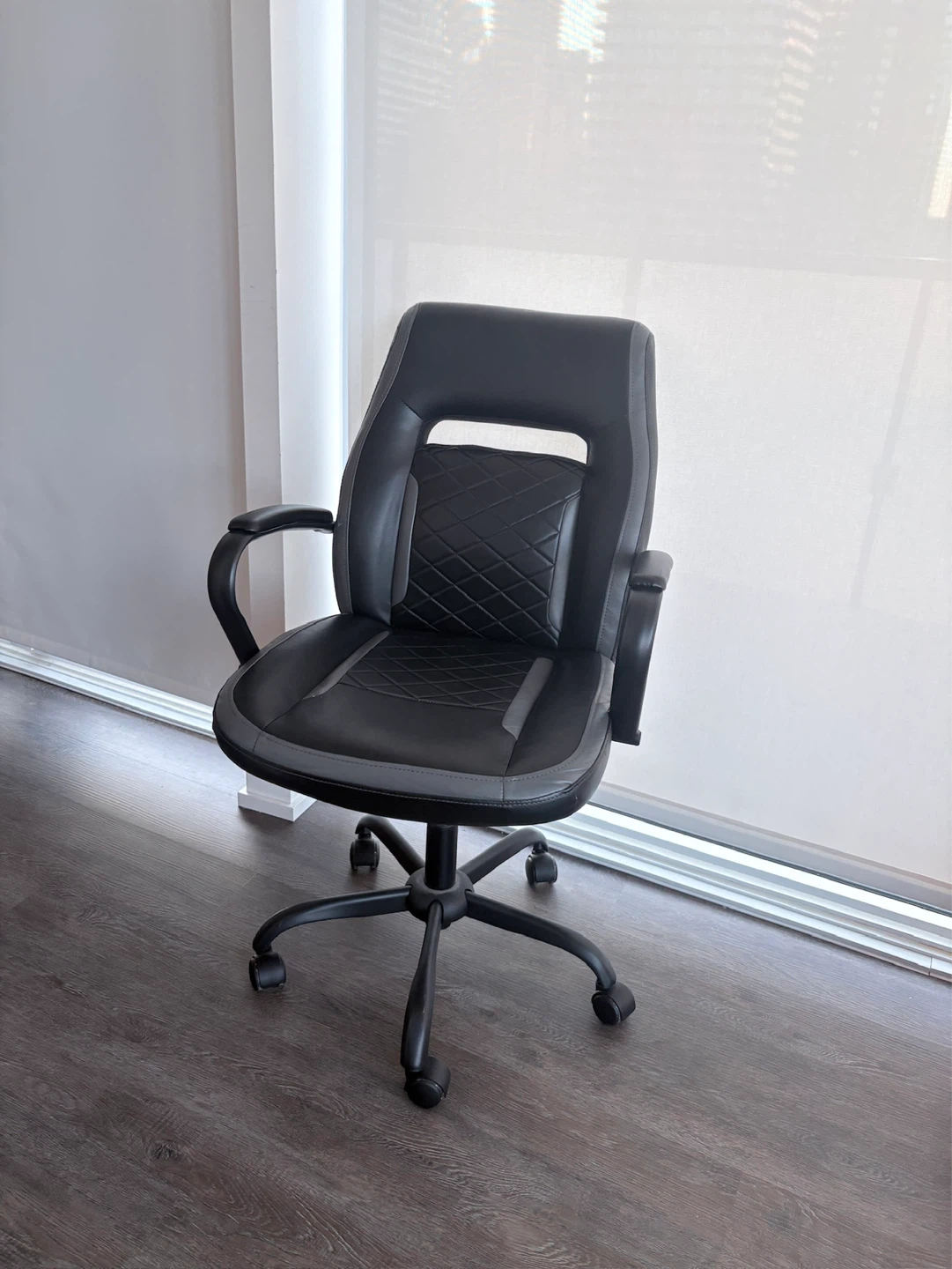 Black and Grey Faux Leather Office Chair - photo 2