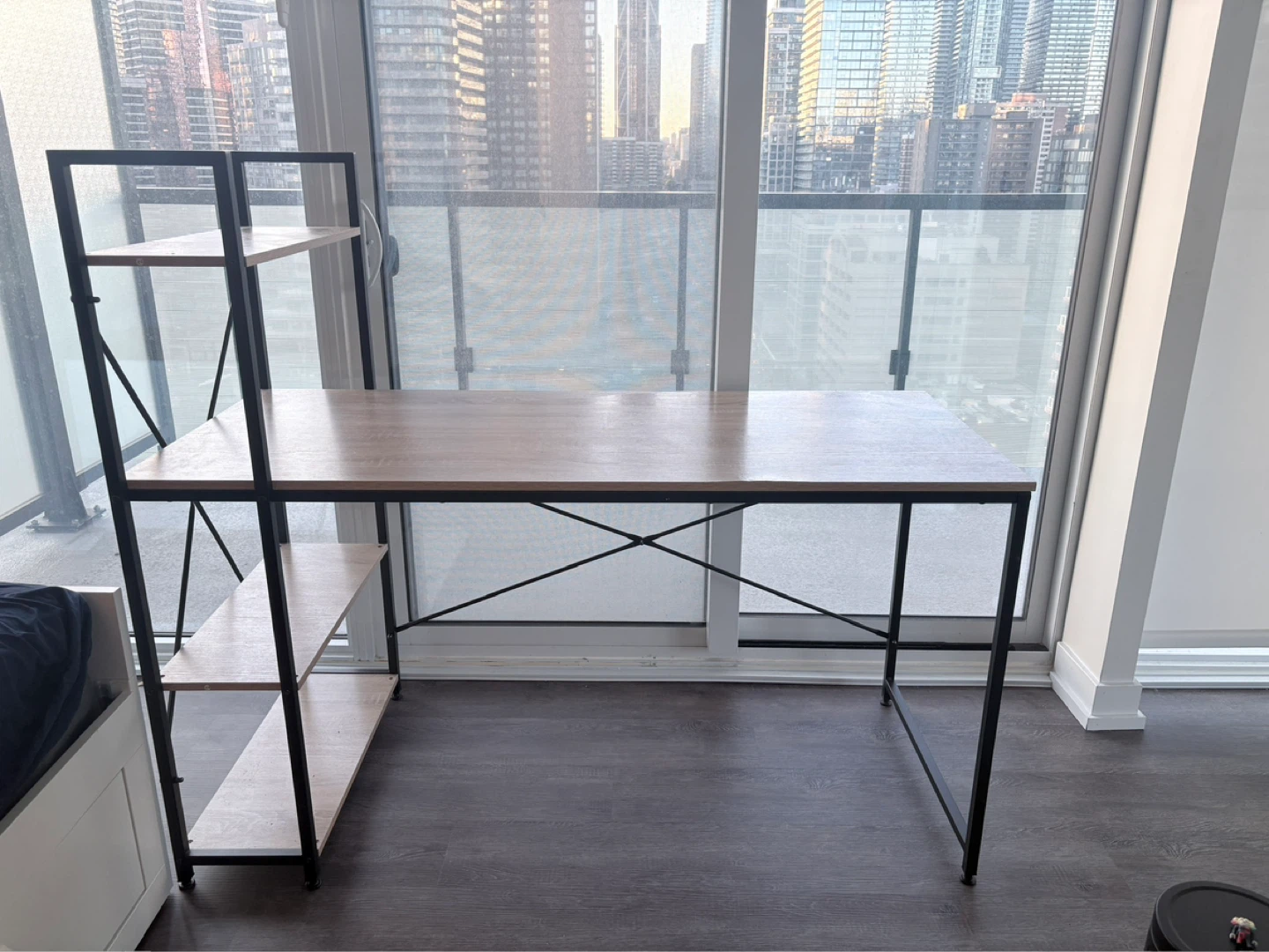 Wooden Desk with Shelving Unit