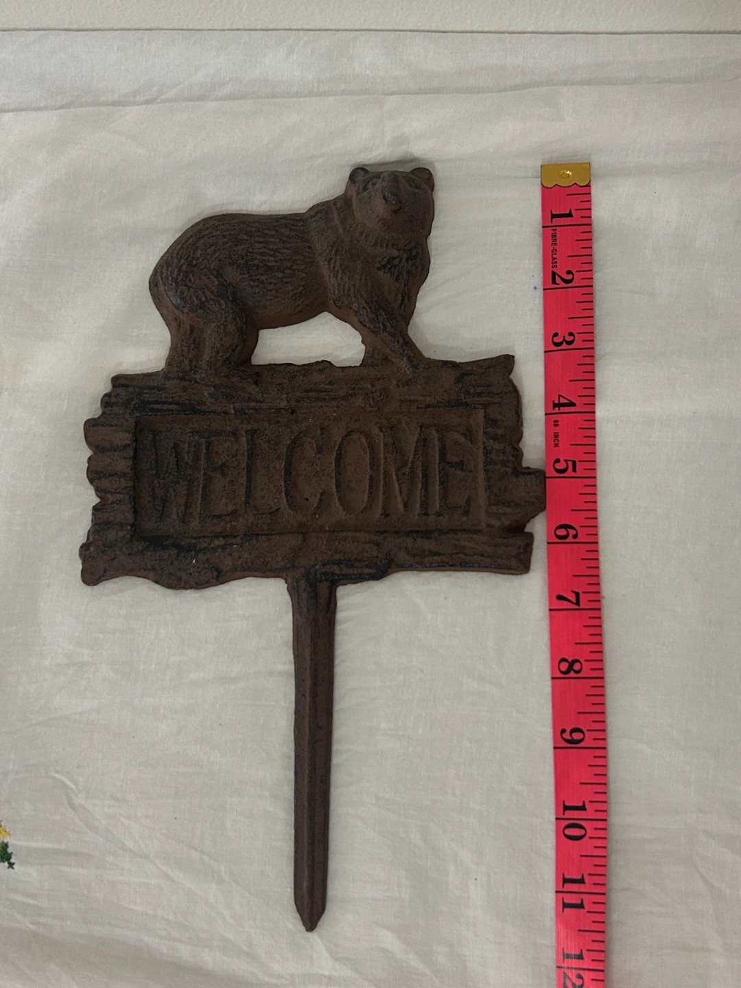 Cast Iron Bear Welcome Garden Stake Sign