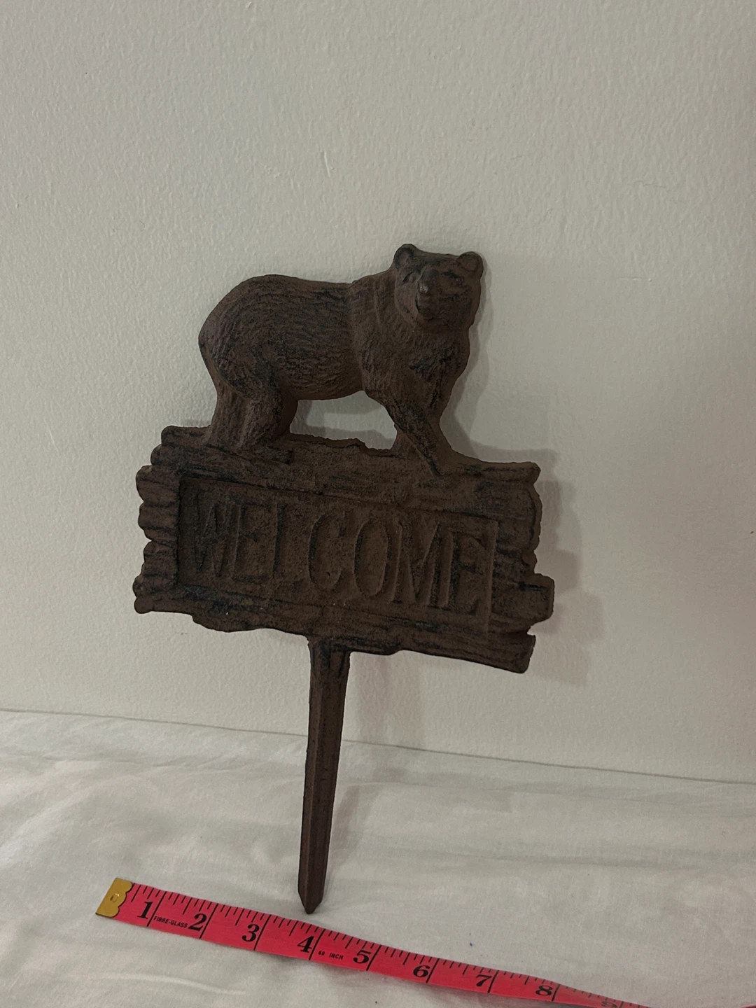Cast Iron Bear Welcome Garden Stake Sign - photo 3