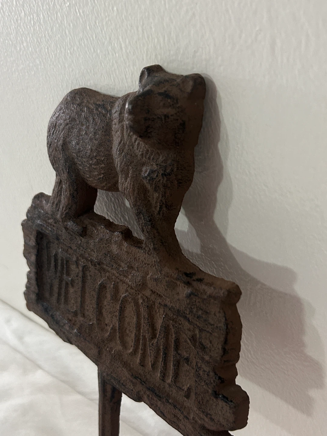 Cast Iron Bear Welcome Garden Stake Sign - photo 2