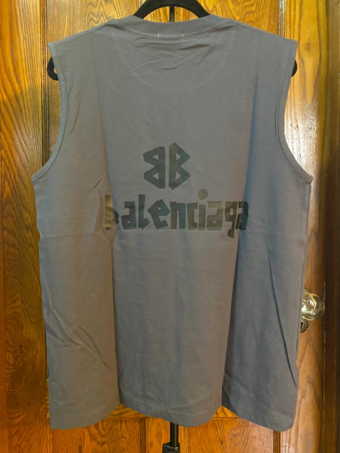 Balenciaga Men's Sleeveless Logo T-Shirt - Grey - photo 3