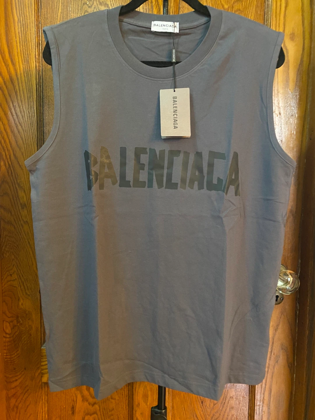 Balenciaga Men's Sleeveless Logo T-Shirt - Grey - photo 5