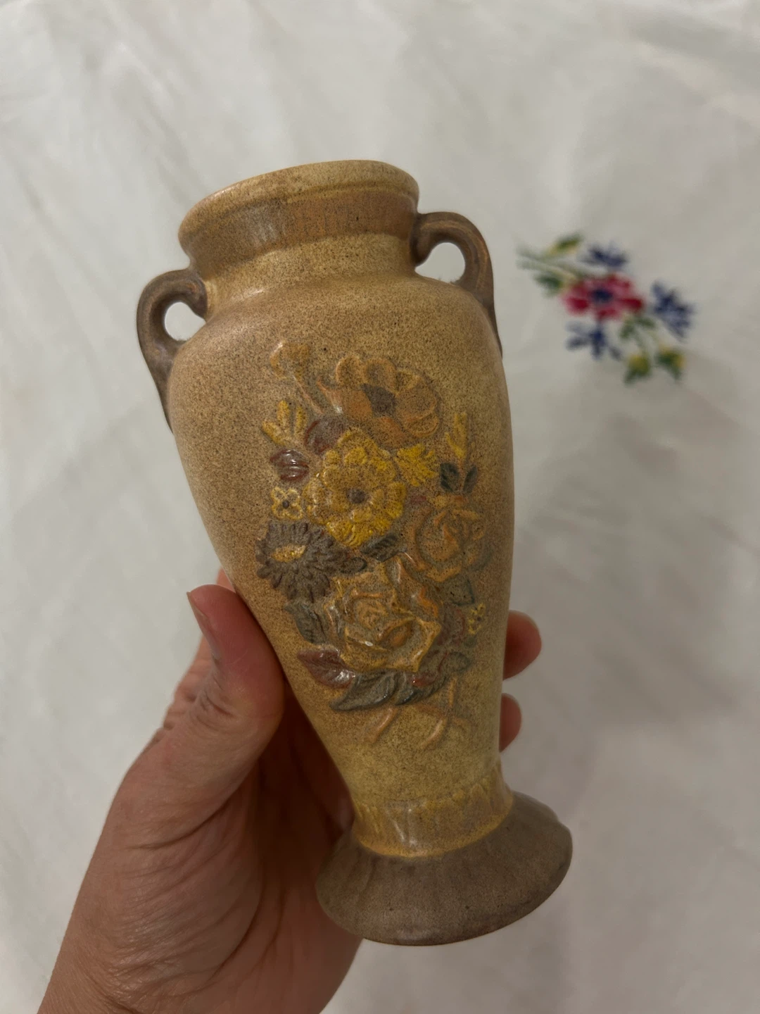 Vintage Ceramic Vase with Floral Design