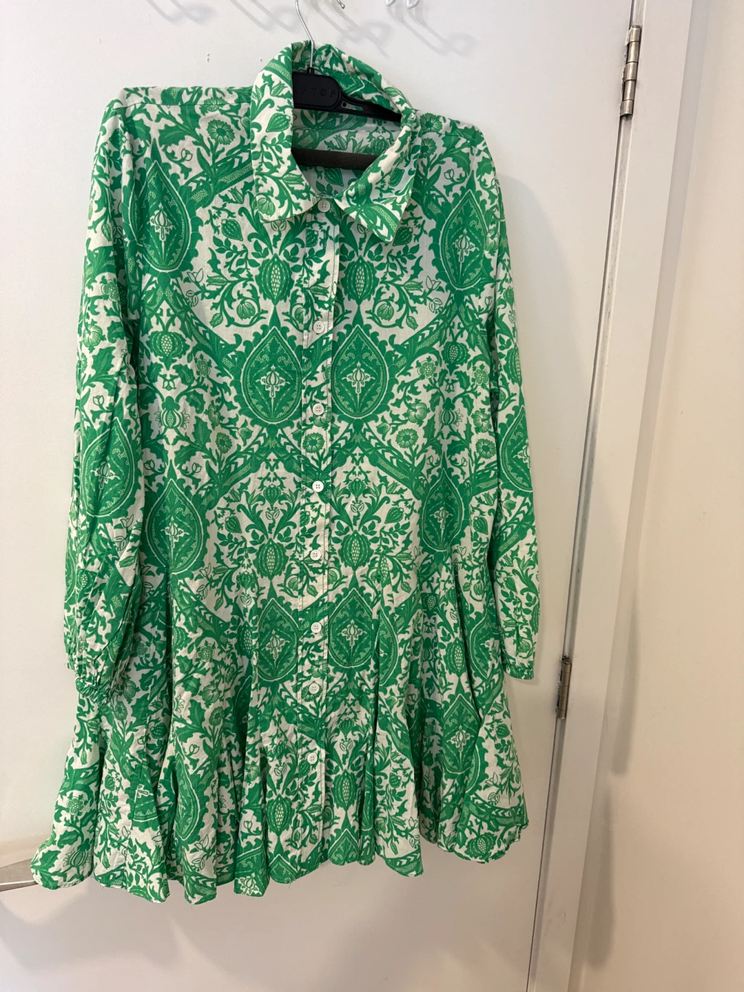 ZARA Green Floral Print Shirt Dress