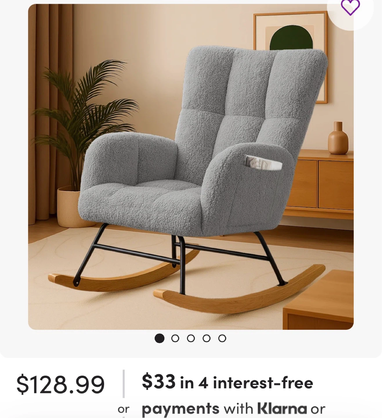 Grey Sherpa Rocking Chair
