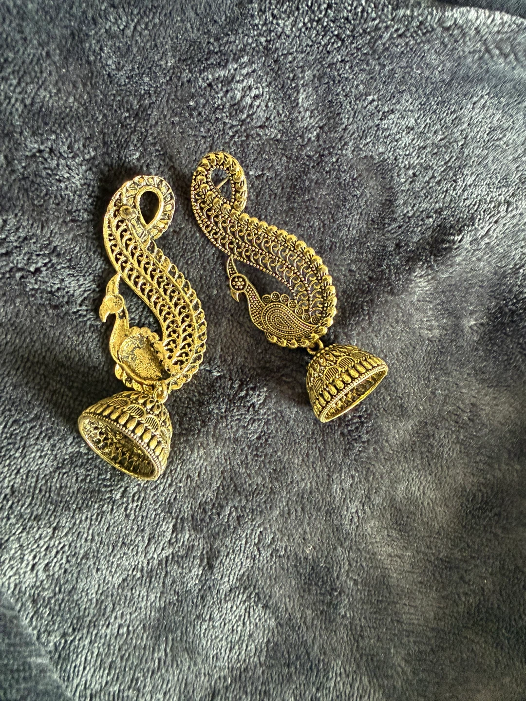 Gold Peacock Jhumka Earrings - photo 2