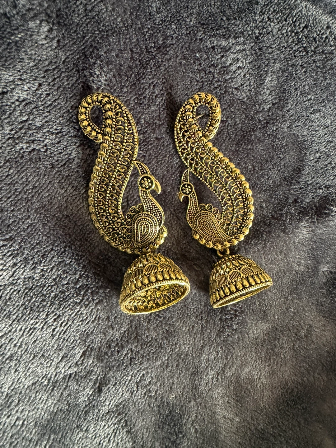Gold Peacock Jhumka Earrings