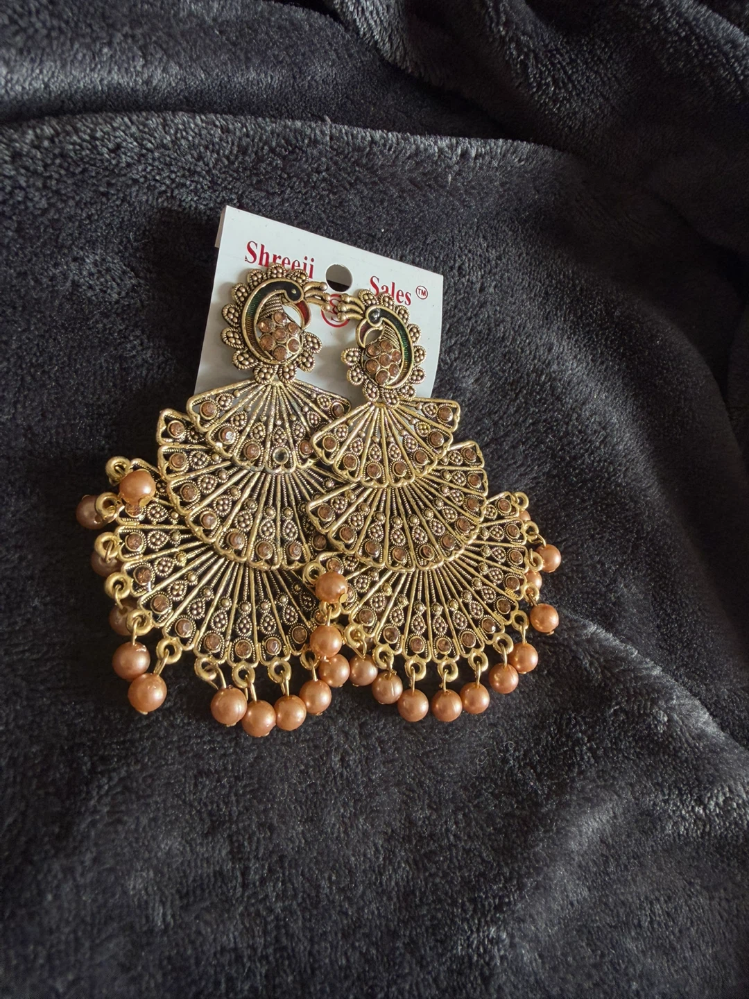 Shreeji Sales Gold-toned Chandelier Earrings