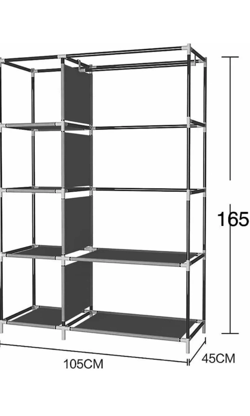 Black Portable Wardrobe Clothes Storage Organizer - photo 4