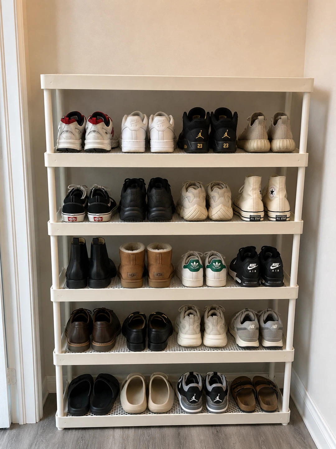 White Metal Shoe Rack / Storage Shelf – Excellent Condition