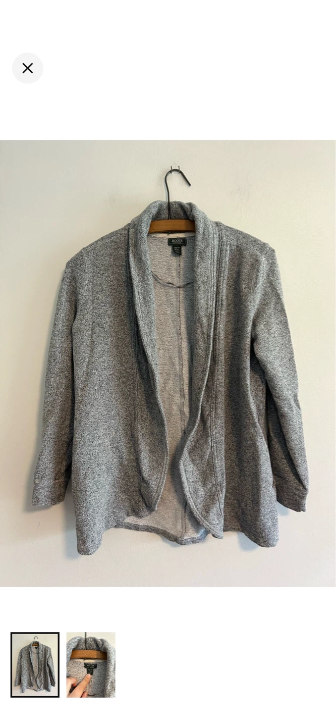 Roots Grey Shawl Collar Cardigan XS-TP