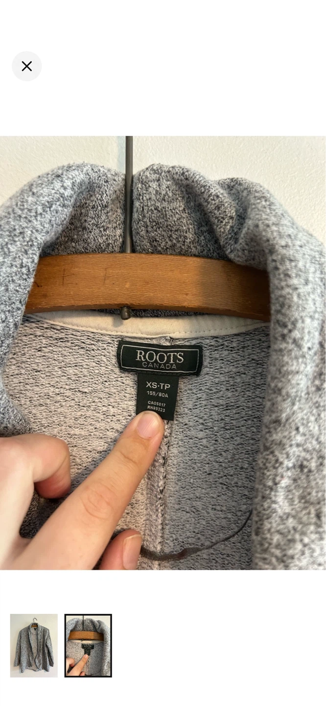 Roots Grey Shawl Collar Cardigan XS-TP - photo 2