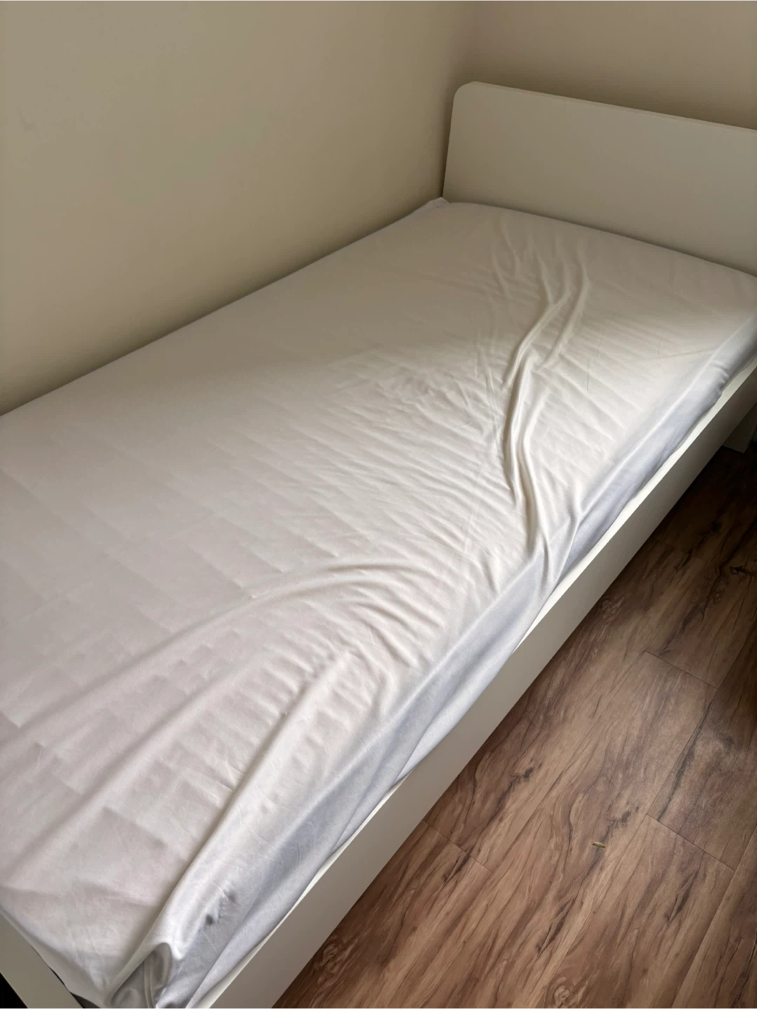 White Twin Bed Frame with Headboard - photo 2