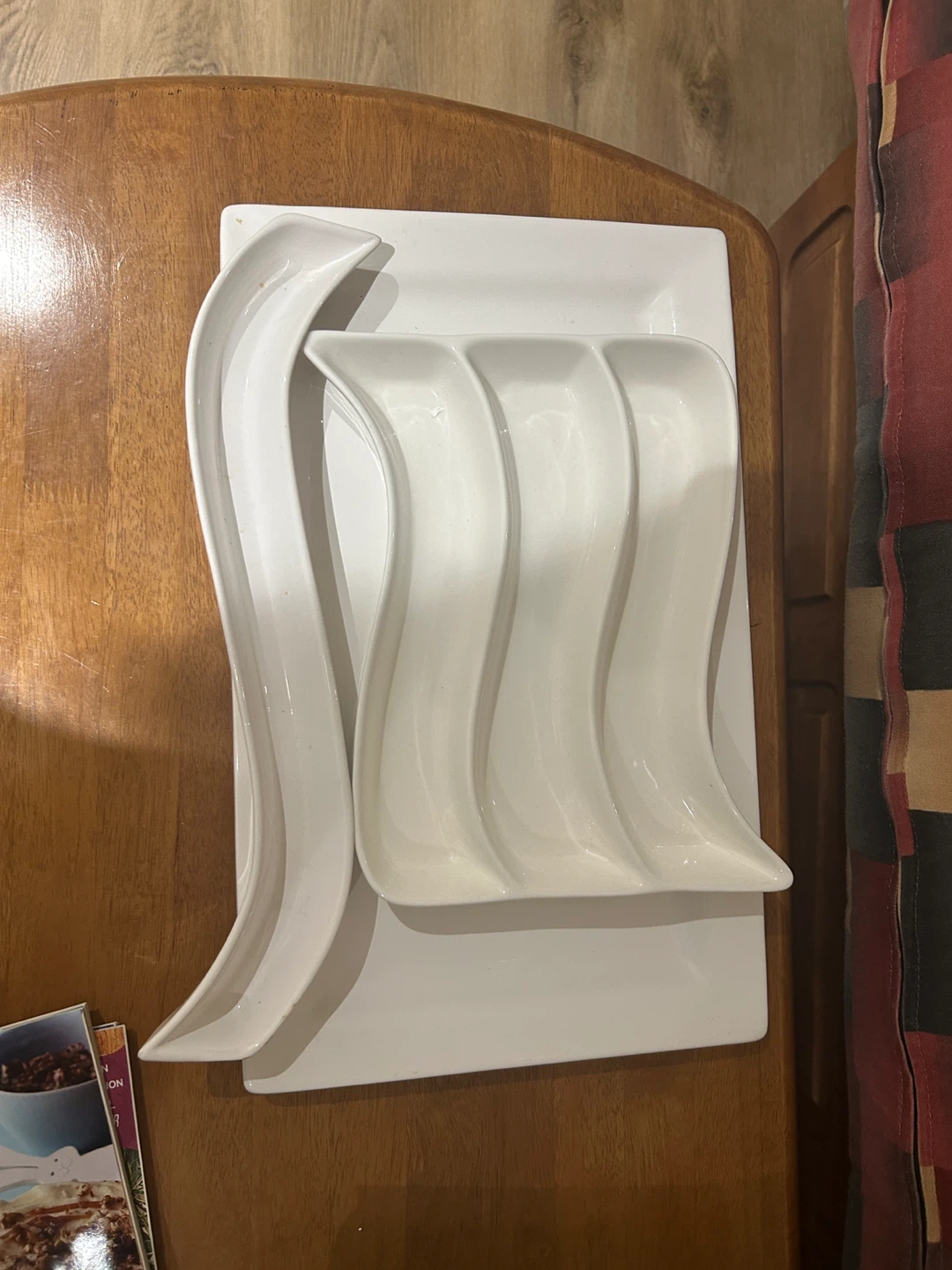 White Ceramic Serving Platter Set - photo 2