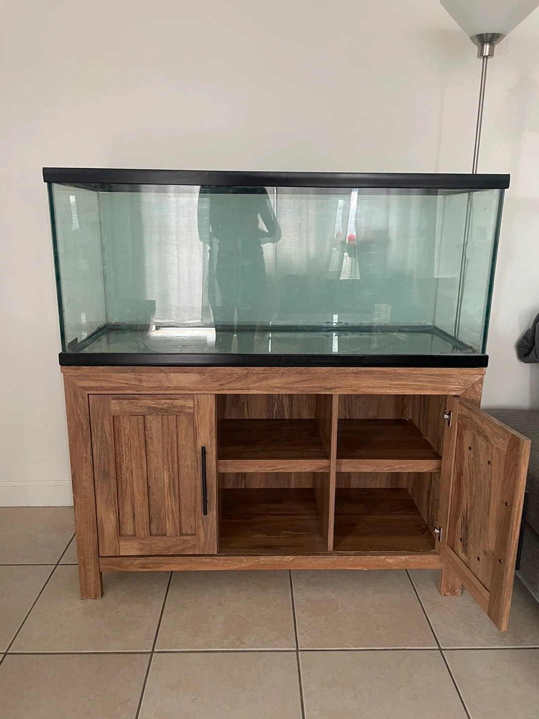 Large Tank with Wooden Cabinet Stand - photo 2