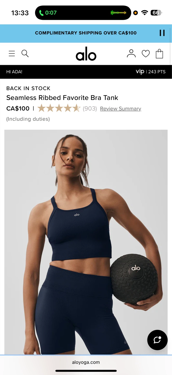 Alo Yoga Bra Tank and Leggings Set - Navy - photo 5