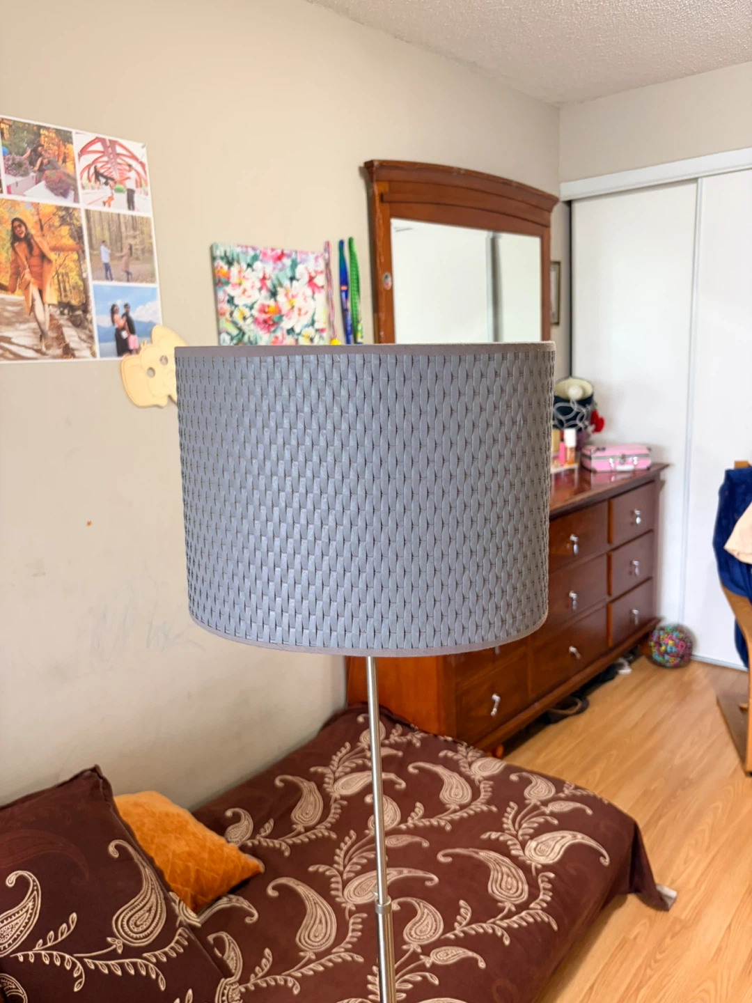 Two Ikea Grey Woven Floor Lamp with Bulb