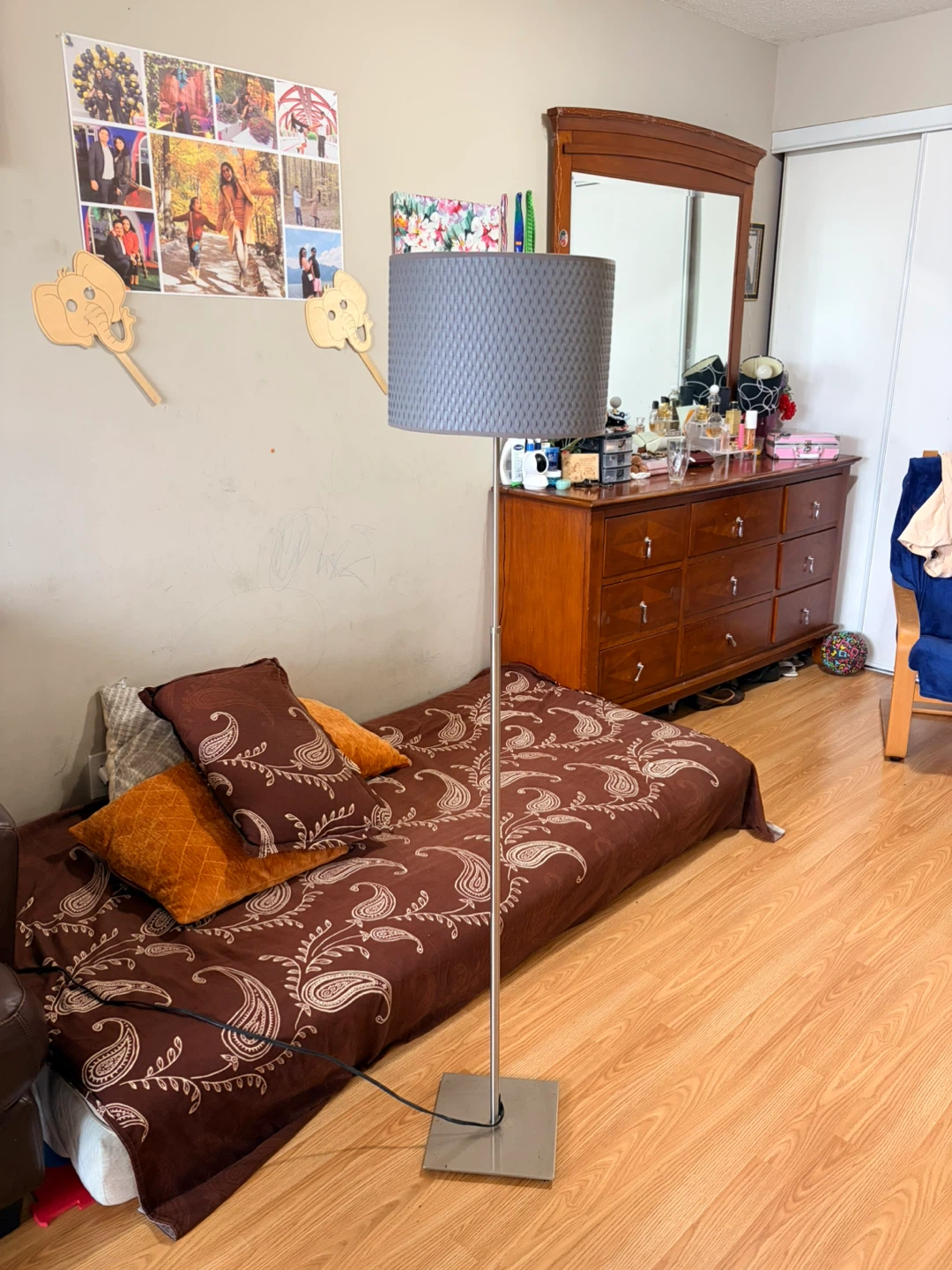 Two Ikea Grey Woven Floor Lamp with Bulb - photo 2