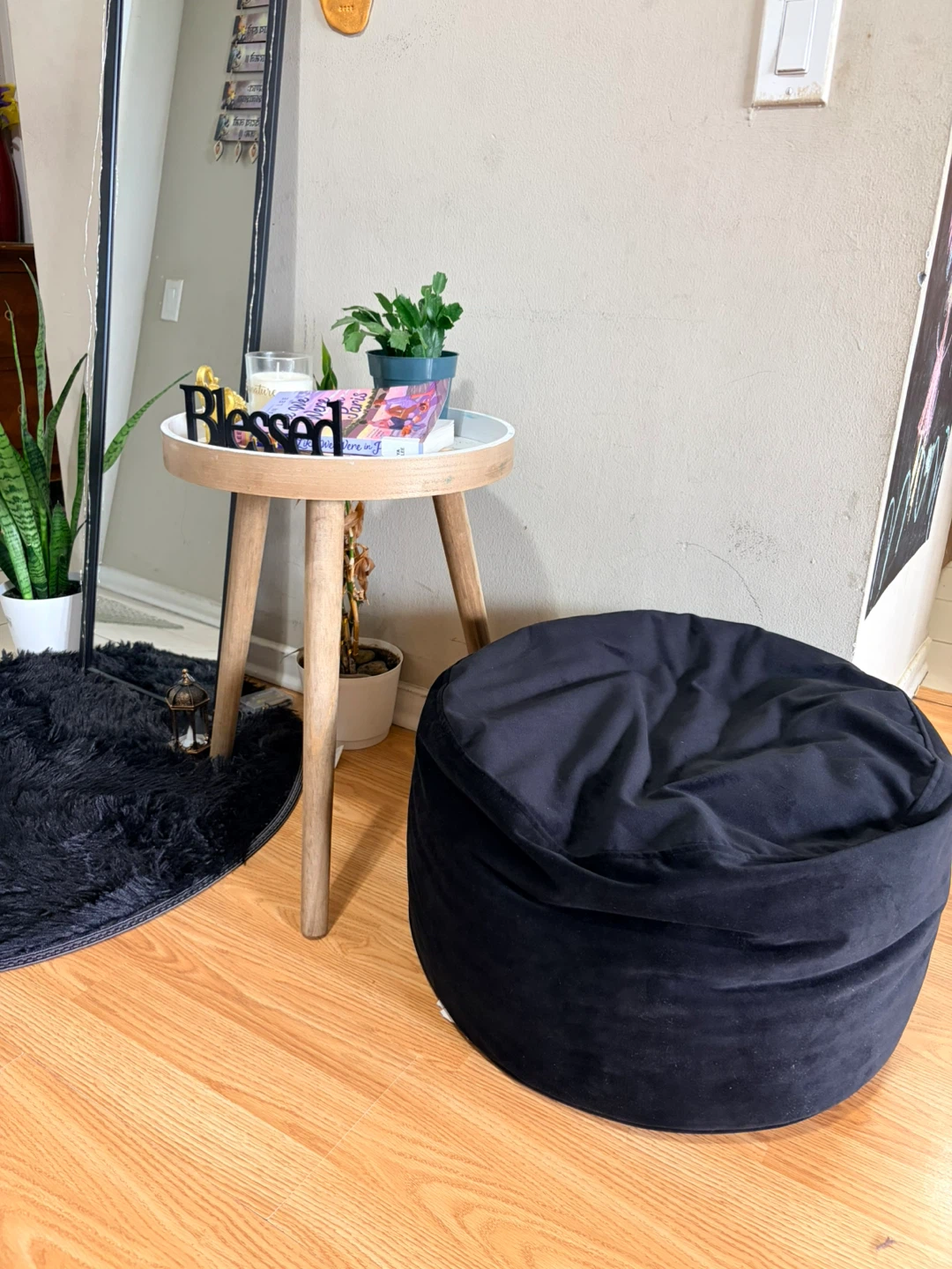 Black Bean Bag Chair Ottoman - photo 2