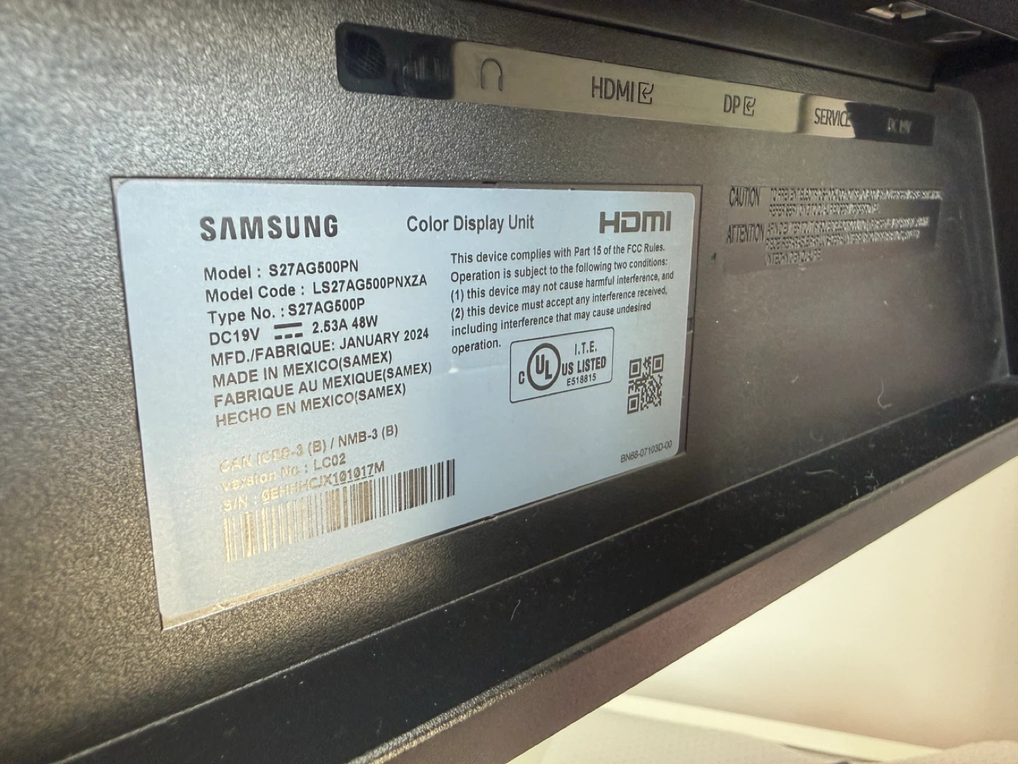 Samsung g5 odyssey gaming monitor 27" S27AG500PN Monitor - photo 2