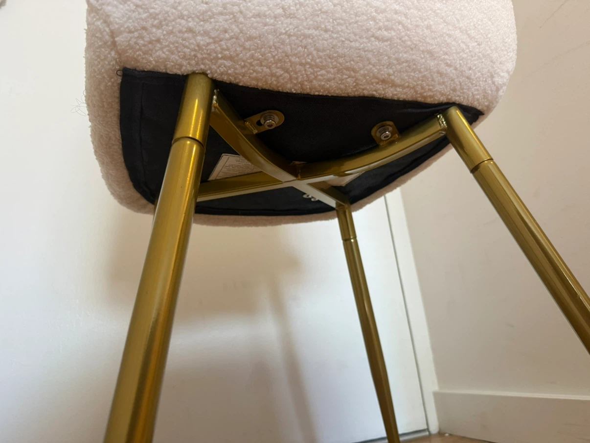 Cream Boucle Dining Chair with Gold Legs - photo 2