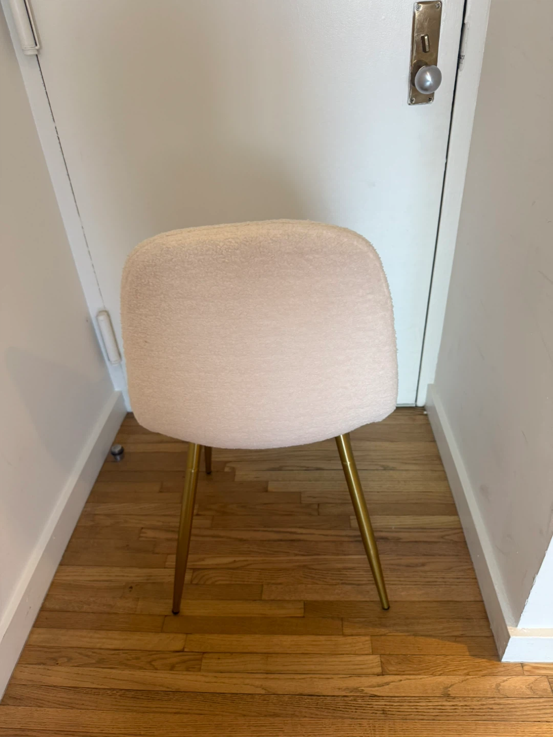 Cream Boucle Dining Chair with Gold Legs - photo 3