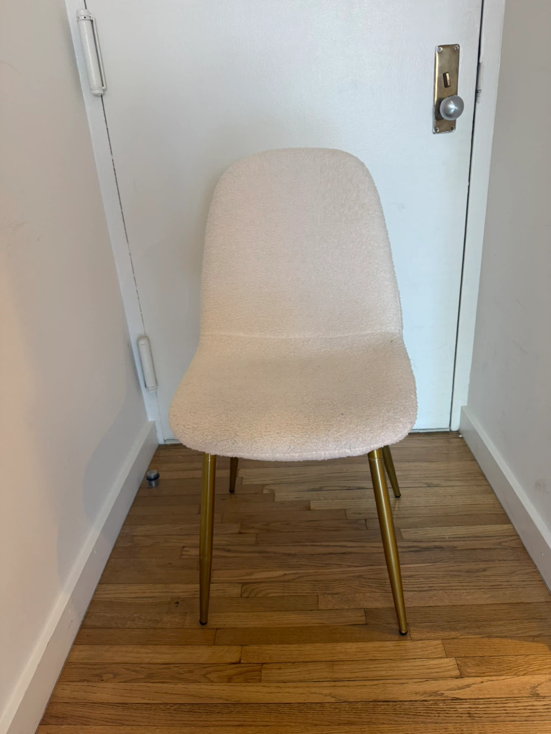 Cream Boucle Dining Chair with Gold Legs