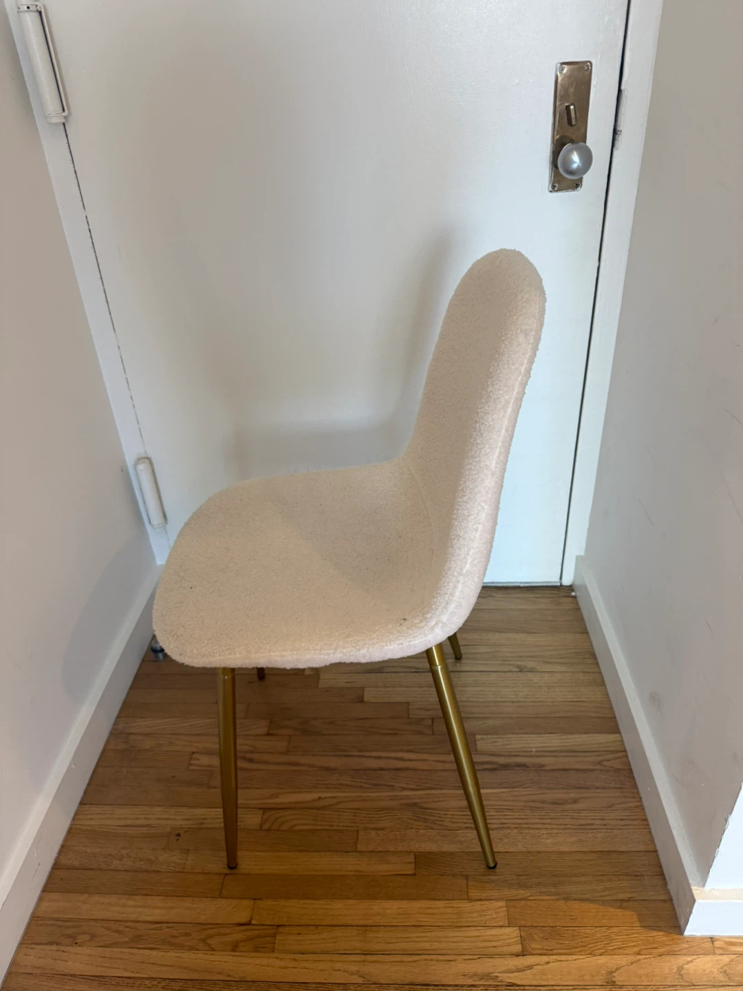 Cream Boucle Dining Chair with Gold Legs - photo 5