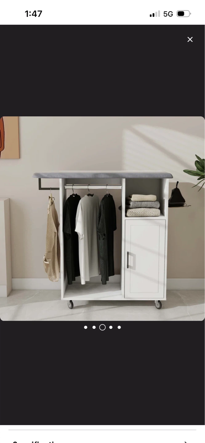 New White Rolling Laundry Cart with Ironing Board Top - photo 3