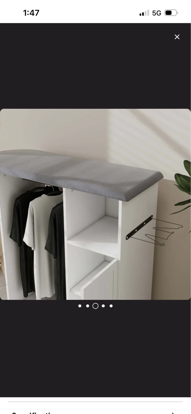 New White Rolling Laundry Cart with Ironing Board Top - photo 4