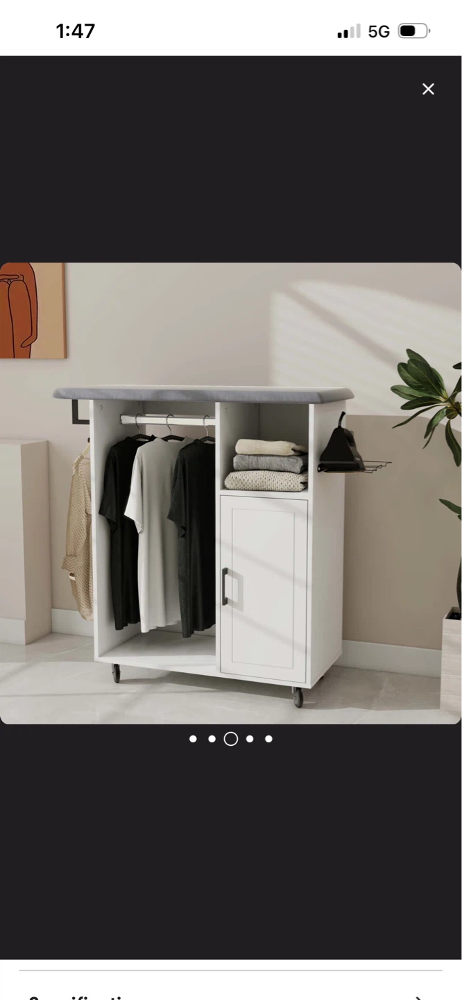 New White Rolling Laundry Cart with Ironing Board Top - photo 5