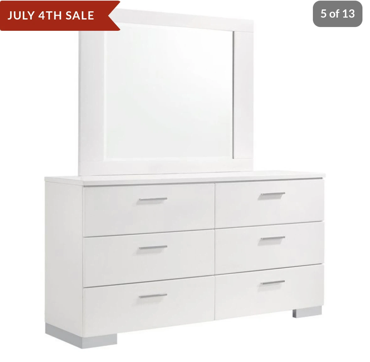 Coaster Felicity White High Gloss 6-Drawer Dresser with Mirror - photo 3