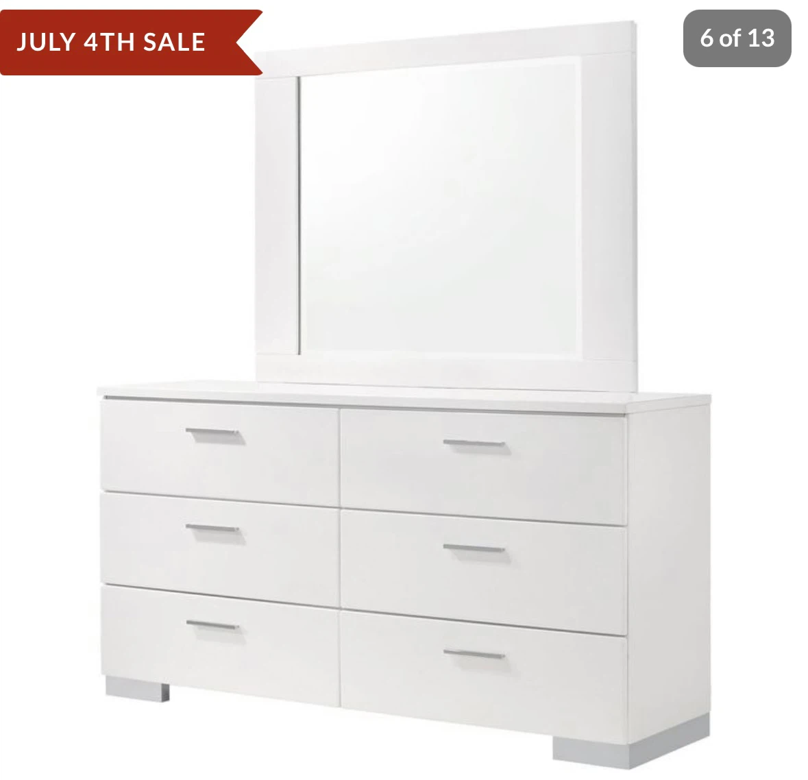 Coaster Felicity White High Gloss 6-Drawer Dresser with Mirror - photo 4