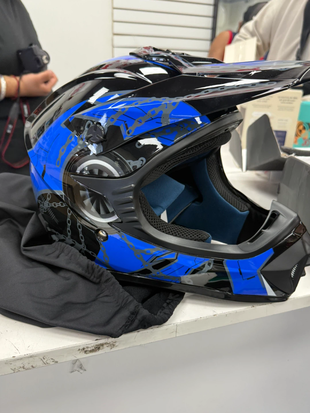 Motocross Helmet with Blue and Black Design - photo 2