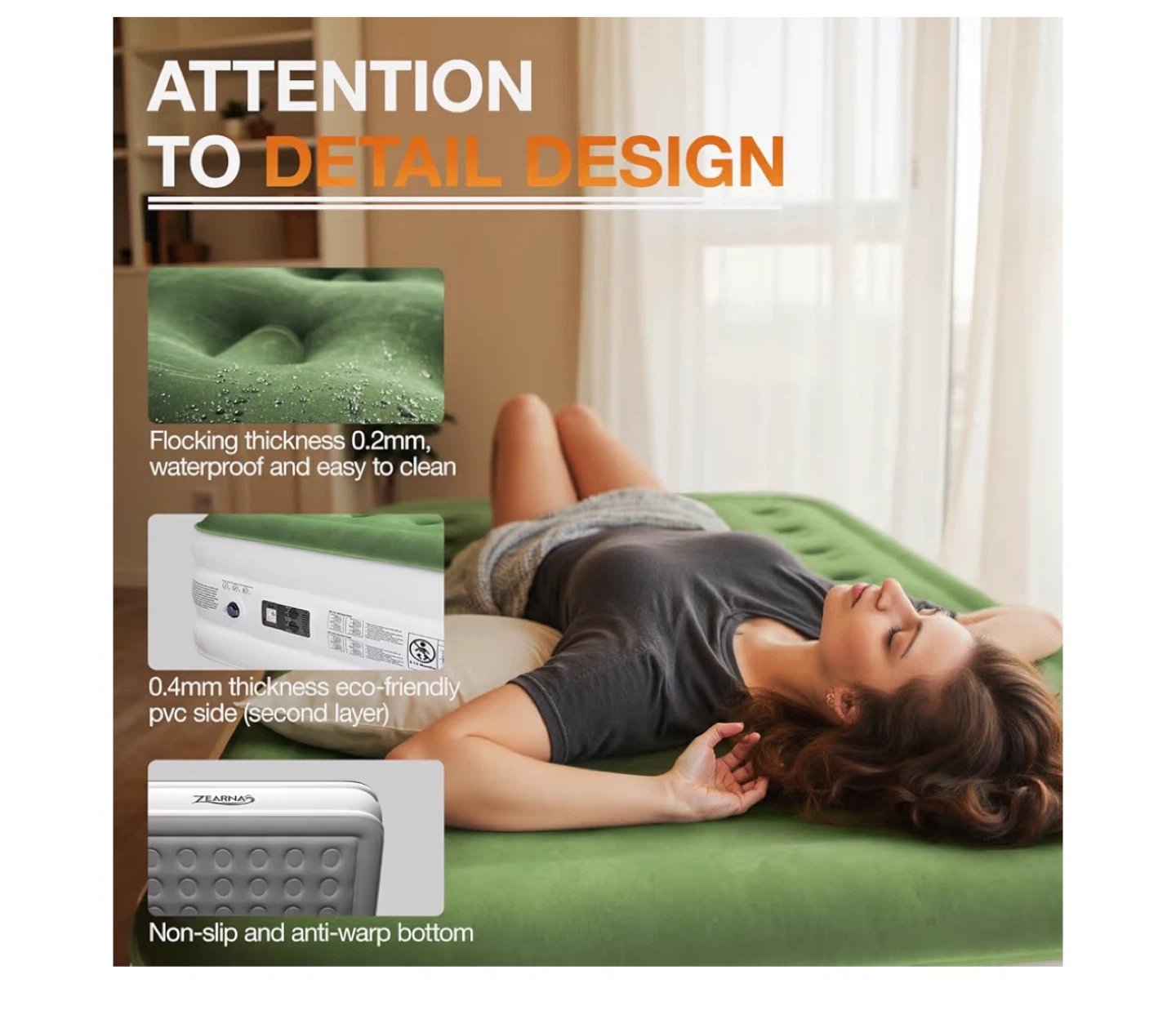 Zearna Air Mattress Queen with Built-in Pump - photo 2