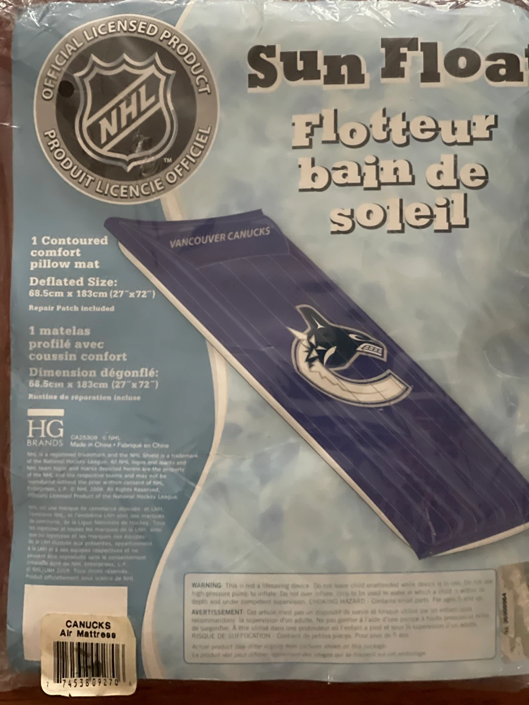 Vancouver Canucks NHL Air Mattress Sun Float