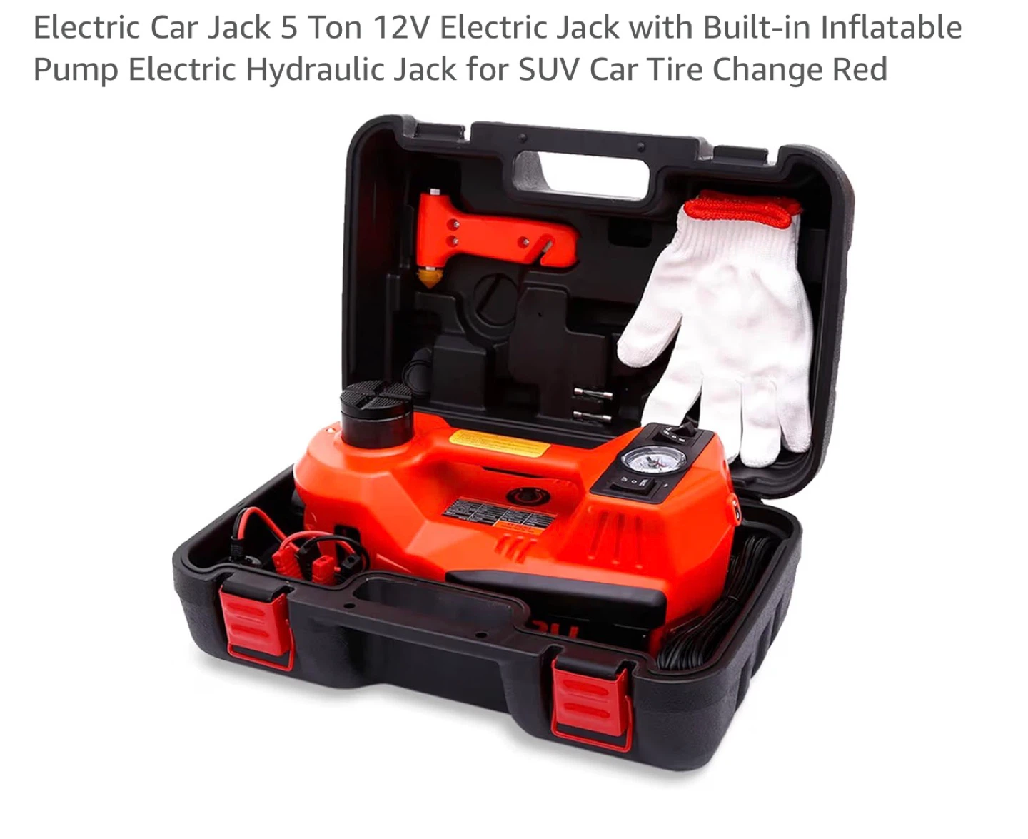 Electric Hydraulic Car Jack 5 Ton 12V with Pump - Red - photo 2