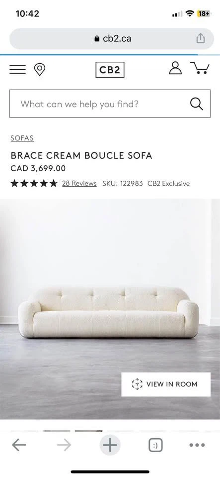 CB2 Brace Cream Boucle Sofa - photo 5