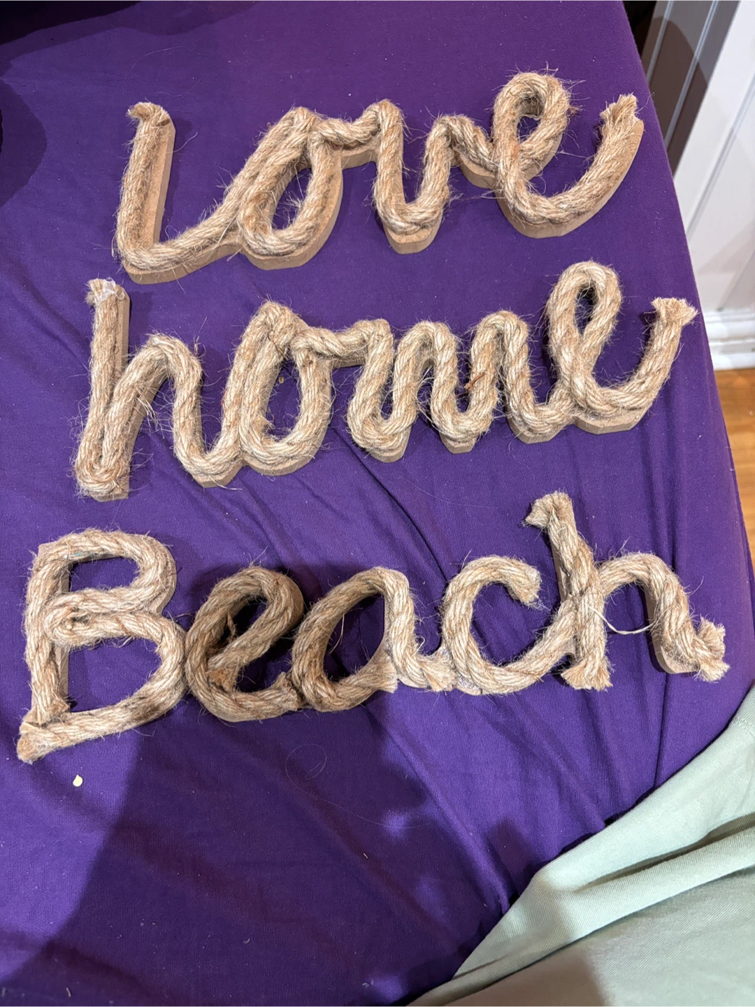 Rope Word Wall Art "Love Home Beach"