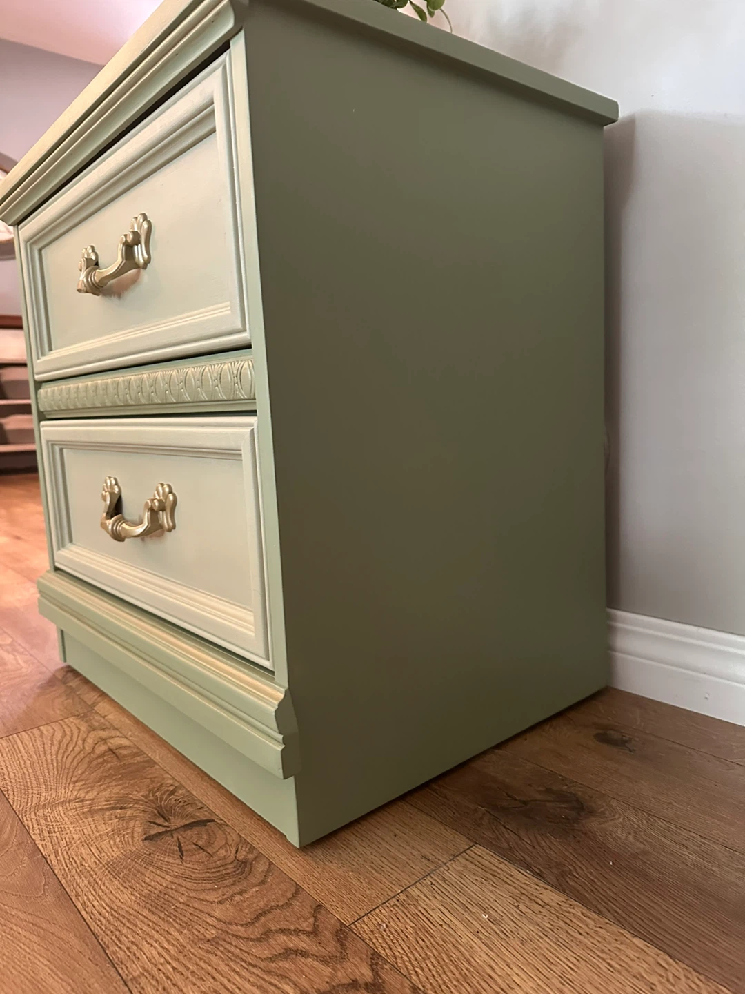 Green Two-Drawer Nightstand with Gold Hardware - photo 3