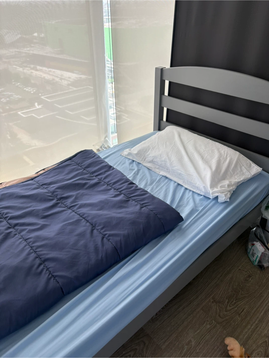 Grey single Bed Frame and mattress